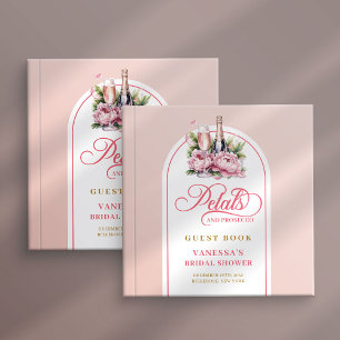 Livro de visitas prosecco com pétalas em rosa suav