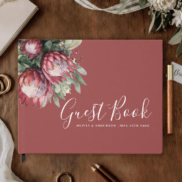 Livro De Visitas Protea Nativa Aquarela Floral Boho Botânico