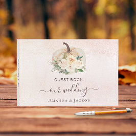 Livro De Visitas Pumpkin creme florescente casamento outono
