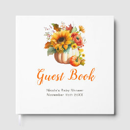 Livro De Visitas Pumpkin Flower Bouquet Baby Shower