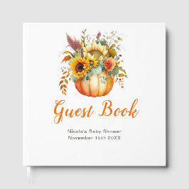 Livro De Visitas Pumpkin Flower Bouquet Baby Shower