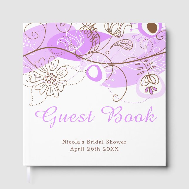 Livro De Visitas Purple Floral Twist Bridal Shower (Frente)