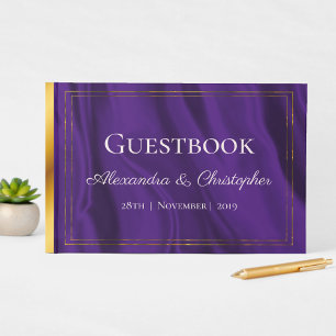 Livro De Visitas Purple Silk and Gold Wedding