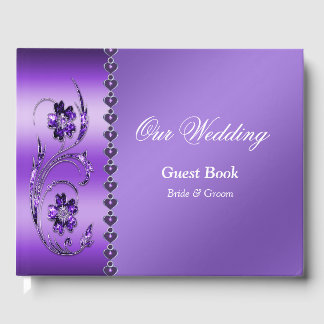 Livro De Visitas Púrpura Floral Guest Book