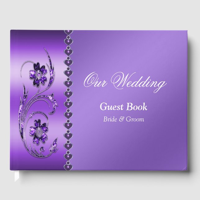 Livro De Visitas Púrpura Floral Guest Book (Frente)
