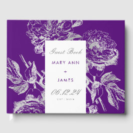 Livro De Visitas Púrpura Floral Simples De Casamento Guestbook