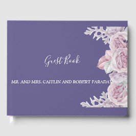 Livro De Visitas Quadrinho elegante moderno Moldura púrpura Floral