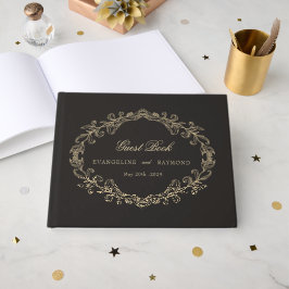 Livro De Visitas Quadro de Casamento Romântico Barroco Ornamentado