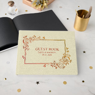 Livro De Visitas Quadro de Leather Brown Beige Faux