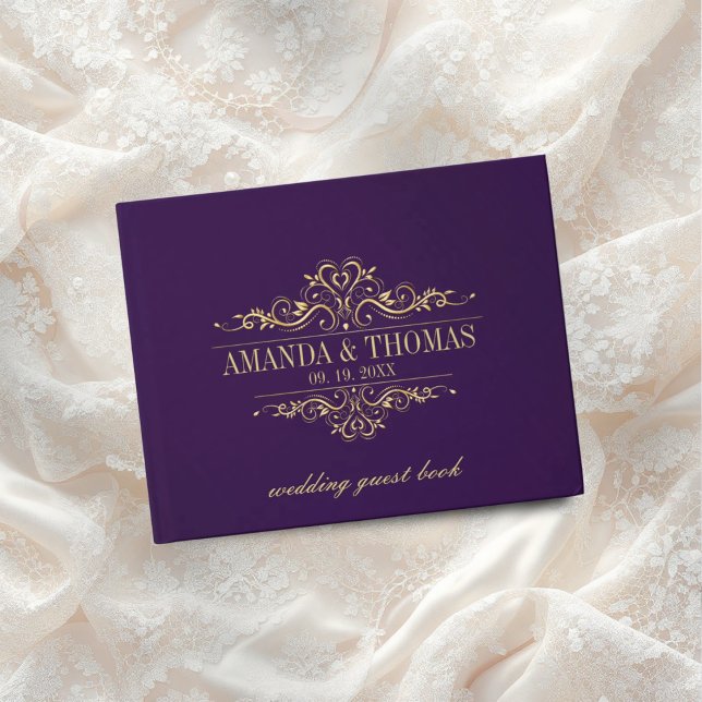 Livro De Visitas Quadro Elegante Roxo Personalizado Casamento  (Criador carregado)