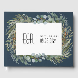 Livro De Visitas Quadro Eucalipto verde azul preto em branco