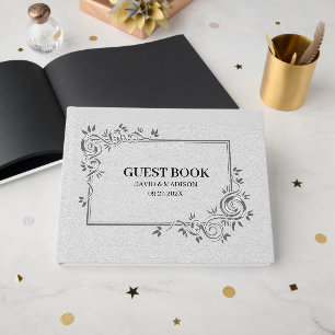 Livro De Visitas Quadro Preto de Couro Branco