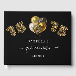 Livro De Visitas Quinceanera - animal-leopardo-negro de ouro