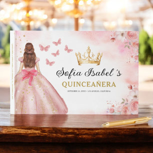 Livro De Visitas Quinceañera Blush Princesa Floral Borboletas Doura