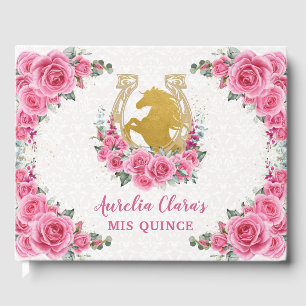 Livro De Visitas QUINCEAÑERA Charro Rosa Rosa Rosa Rosa Rosa Floral