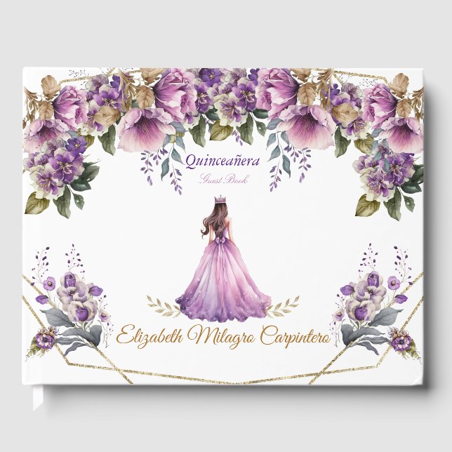 Livro De Visitas Quinceañera Guest Book Lilac (Frente)