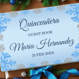 Livro De Visitas Quinceañera Ice Blue Silver Floco de Neve de inver