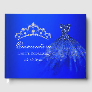 Livro De Visitas Quinceanera Personalizada Azul Real