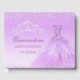 Livro De Visitas Quinceanera Personalizada Púrpura Elegante