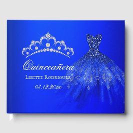 Livro De Visitas Quinceanera Personalizada Real Azul