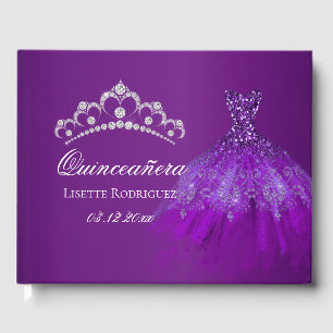 Livro De Visitas Quinceanera Personalizada Roxo Escuro