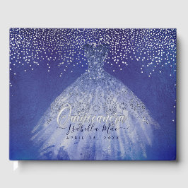 Livro De Visitas Quinceanera Princess Glitter Gown, Azul