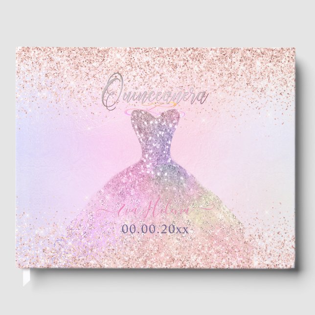 Livro De Visitas Quinceañera, Sparkle Gown, algodão doce (Frente)