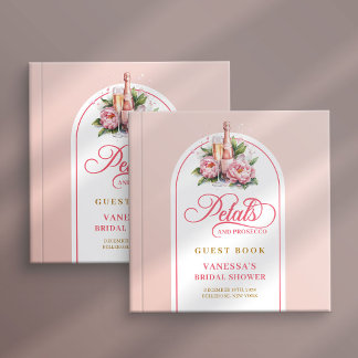 Livro De Visitas Radiant blush and gold petals prosecco sign book