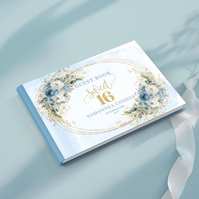 Livro De Visitas Radiant Dusty Blue Floral Sweet Sixteen Guest Book (Radiant Dusty Blue Floral Sweet Sixteen Guest Book)