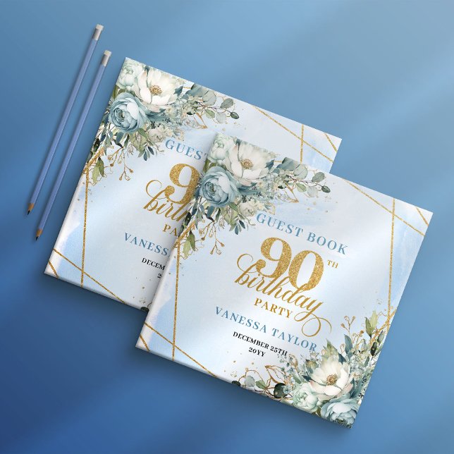 Livro De Visitas Radiant Light Blue Gold 90th Birthday Guest Ledger (Radiant Light Blue Gold 90th Birthday Guest Ledger)