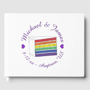 Livro De Visitas Rainbow Weding Slice Slice Púrpura Coração LGBT Ga