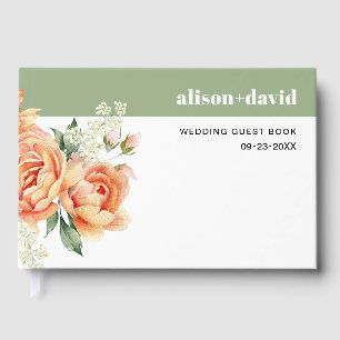 Livro De Visitas Ramo com flores de espada de pêssego, casamento fl