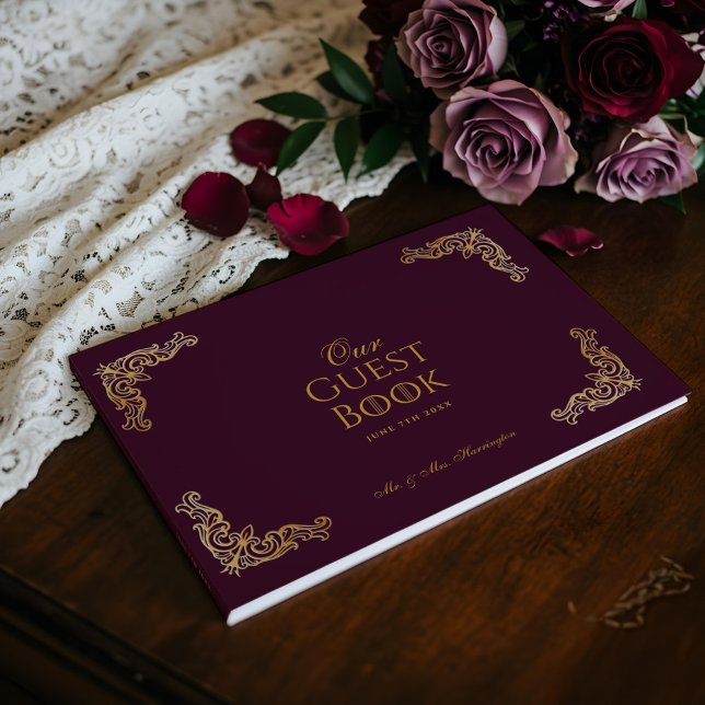 Livro De Visitas Real Muse Medieval Fantasy Plum Floral Weding (Royal Muse Medieval Fantasy Plum Floral Wedding Guest Book)