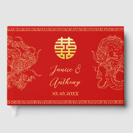 Livro De Visitas Recepção fênix do dragão de casamento chinês verme