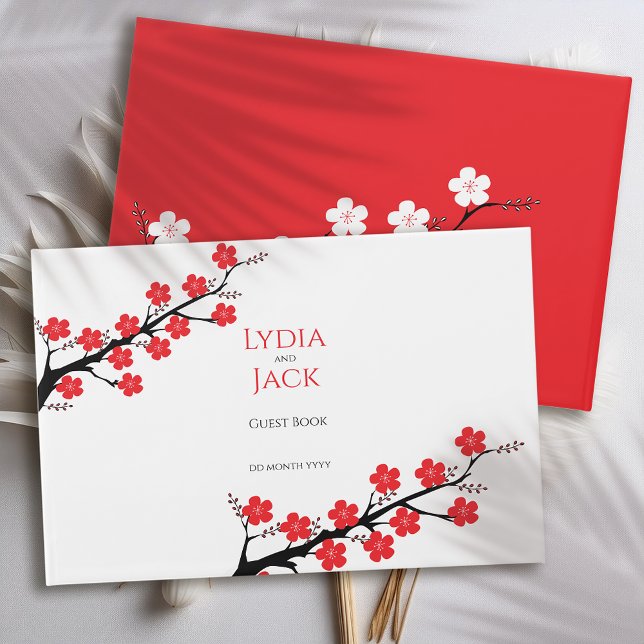 Livro De Visitas Red Cherry Blossom Themed Wedding (Criador carregado)