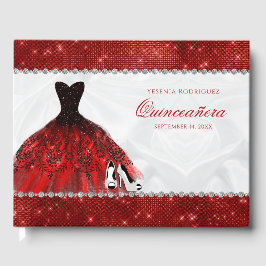 Livro De Visitas Red Diamond Sparkle Glam Quinceañera