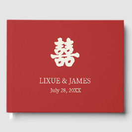 Livro De Visitas RED Double Happy Chinese calliografia asian