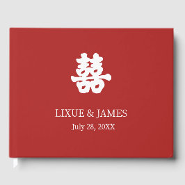 Livro De Visitas RED Double Happy Chinese calliografia oriental