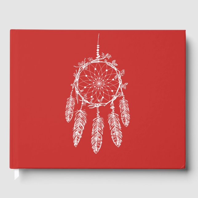 Livro De Visitas Red Dream Catcher Native American Festa de casamen (Frente)