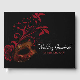 Livro De Visitas Red Floral Mask Wedding