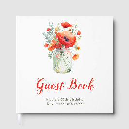 Livro De Visitas Red Poppies Mason Jar Birthday Party