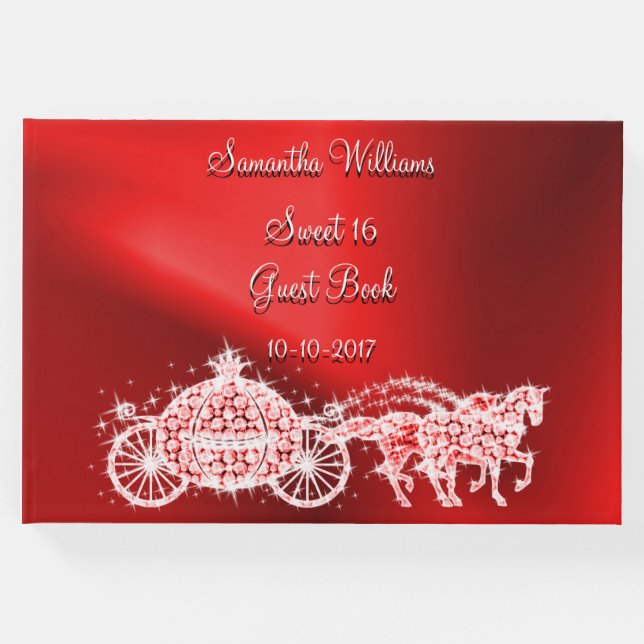 Livro De Visitas Red Princess Coach & Horses Sweet 16 (Frente)