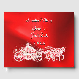 Livro De Visitas Red Princess Coach & Horses Sweet 16