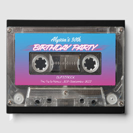 Livro De Visitas Retro 80s Neon Pink Blue Mixtape Party Gu