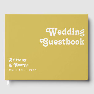 Livro De Visitas Retro Beach Guestbook de casamento Dourado