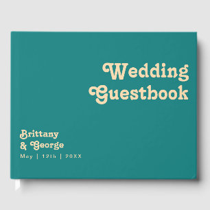 Livro De Visitas Retro Moderno Guia de Casamento Teal