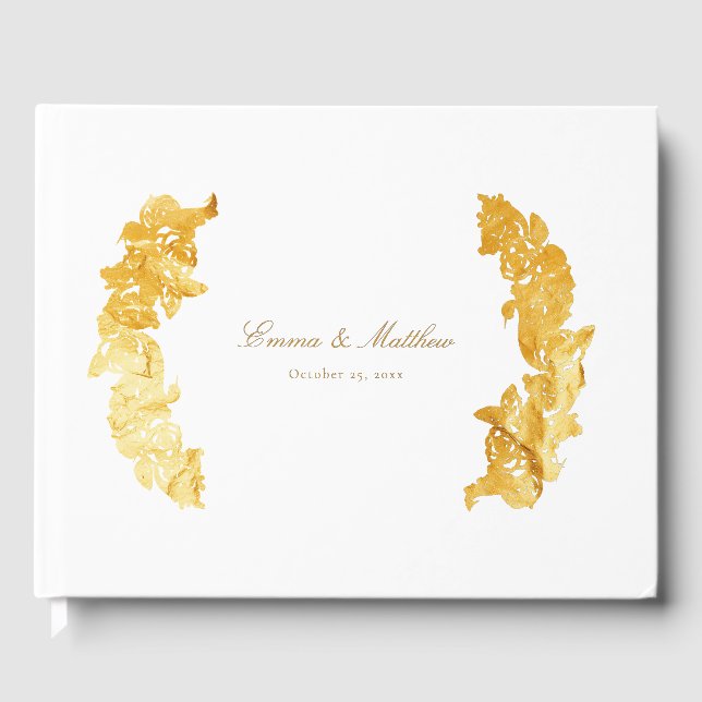 Livro De Visitas Rococo Marie Antoinette Ouro Botânico (Frente)