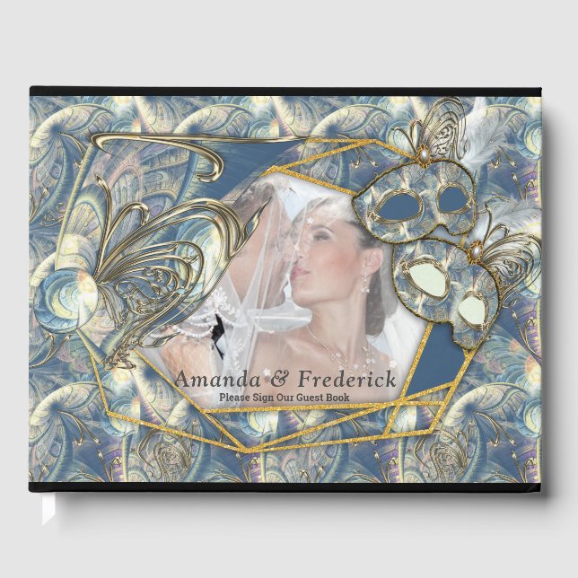 Livro De Visitas Rococo Rich Pattern design com Máscaras (Frente)