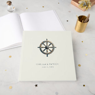 Livro De Visitas Roda Náutica de Creme Elegante