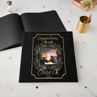 Livro De Visitas Rolo Elegante + Pontos Dourados Parabéns Turma de